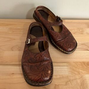 Born Brown Leather Flats Mary Jane’s with Buckle